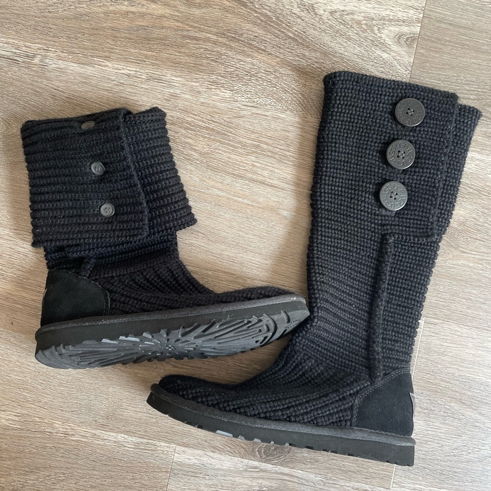 UGG Cardy Black Knit Boots - Women’s Size 6